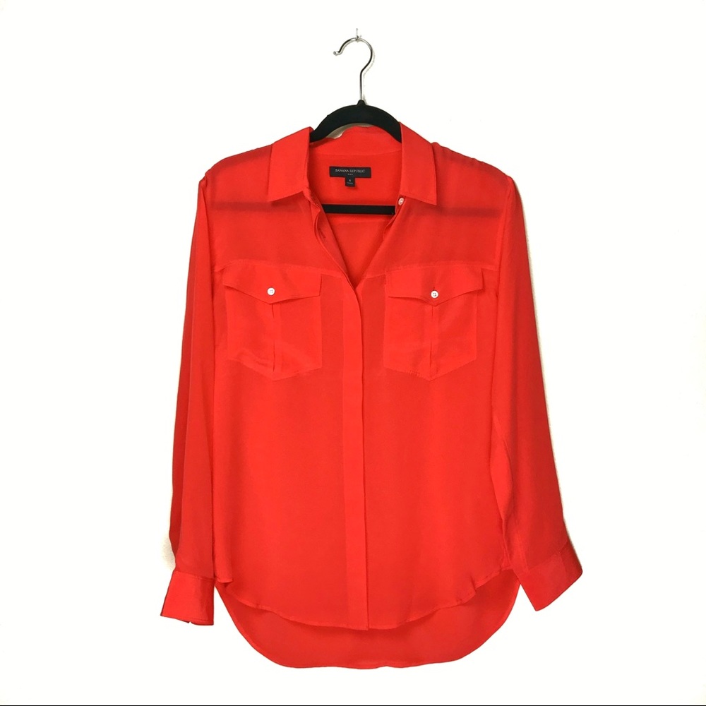 New Banana Republic Orange Silk Blouse